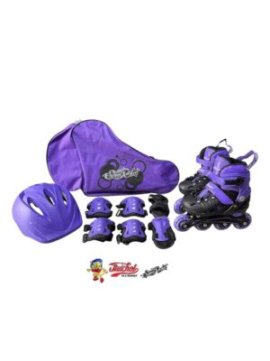 COMBO SWEET ROCKET PATINES Y PROTECCIONES MORADO