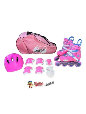 COMBO SWEET ROCKET PATINES Y PROTECCIONES ROSA
