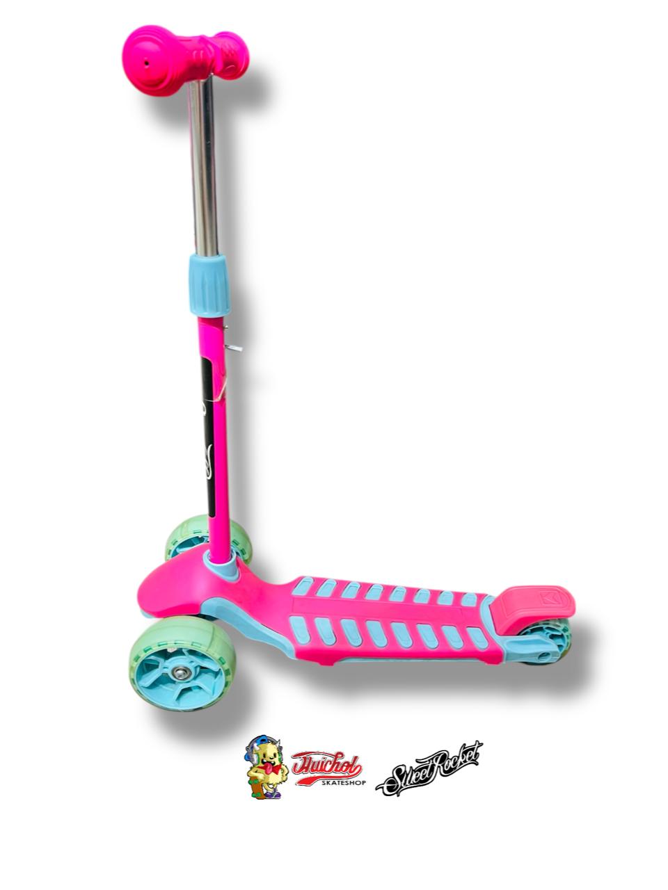 SCOOTER SWEET ROCKET AJUSTABLE CON LUCES EN RUEDA Y ROSA AZUL