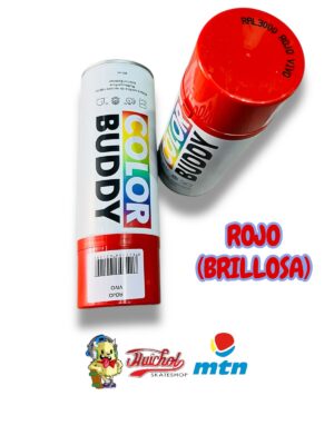 LATAS COLOR BUDDY COLOR ROJO BRILLOSA 400ml (incluye cap universal)